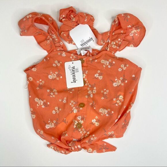 Speechless Kids 3-Piece Coral Floral Tank Skirt Scrunchie Set Size 10 - Picture 2 of 6